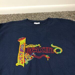 Vintage Ireland Sweatshirt Pluma Crewneck Pullover Blue Mens 2XL USA Made